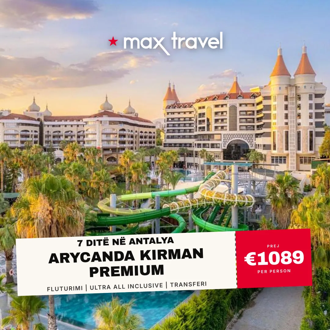 Arycanda Kirman Premium — pushime Antalya 3 Korrik 2026 nga €1089 për person, fluturim nga Prishtina, all inclusive 7 ditë