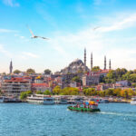 Eminonu Pier and Suleymaniye Mosque in Istanbul, Turkey