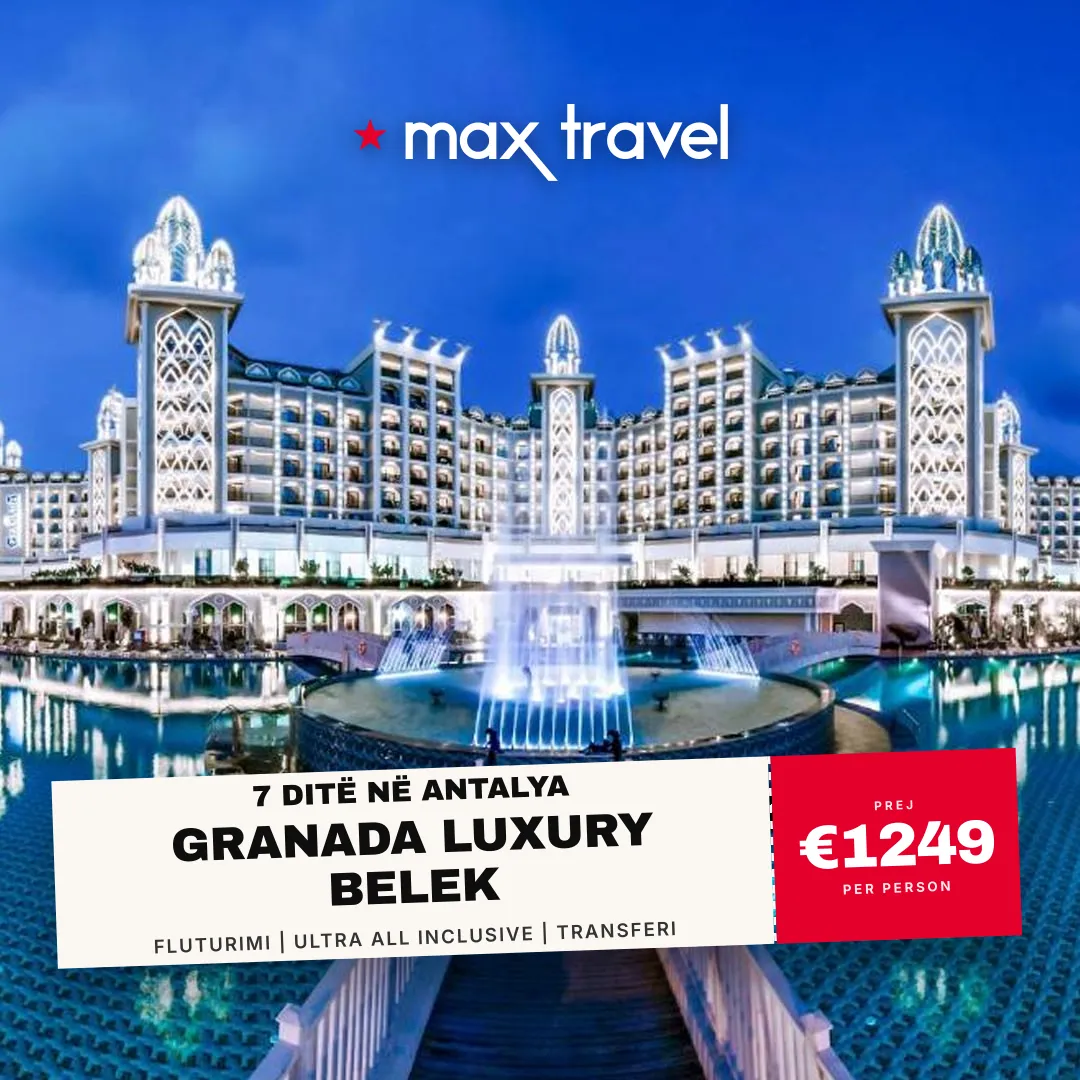 Granada Luxury Belek — pushime Antalya 3 Korrik 2026 nga €1249 për person, fluturim nga Prishtina, all inclusive 7 ditë