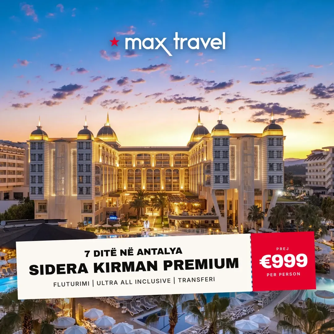 Sidera Kirman Premium — pushime Antalya 27 Shtator 2026 nga €999 për person, all inclusive 7 ditë